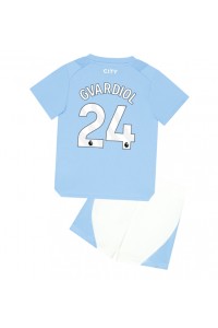 Fotbalové Dres Manchester City Josko Gvardiol #24 Dětské Domácí Oblečení 2023-24 Krátký Rukáv (+ trenýrky)